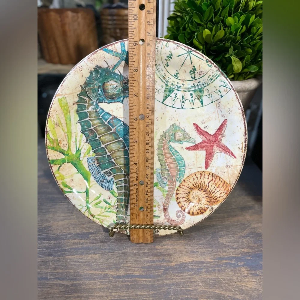 Pier 1 Seahorse melamine salad plate new coastal beach
